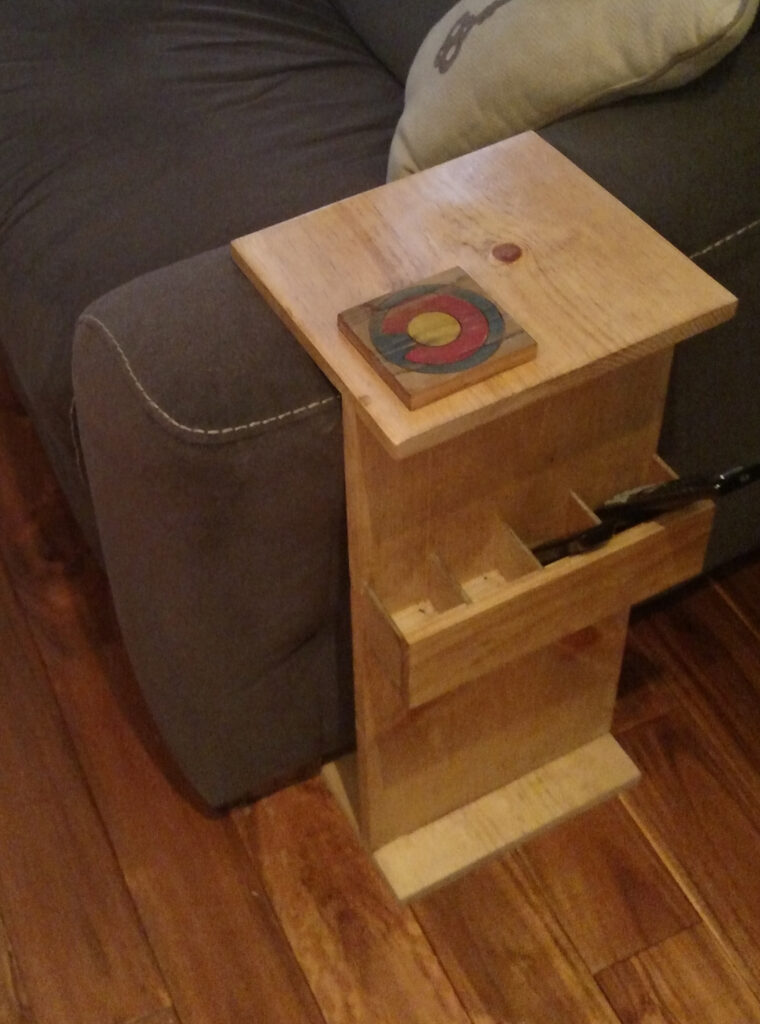 End table with remote holder
