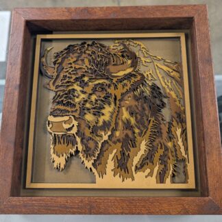 3D layered laser cut bison