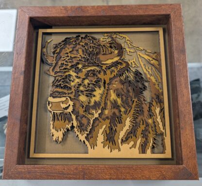 3D layered laser cut bison